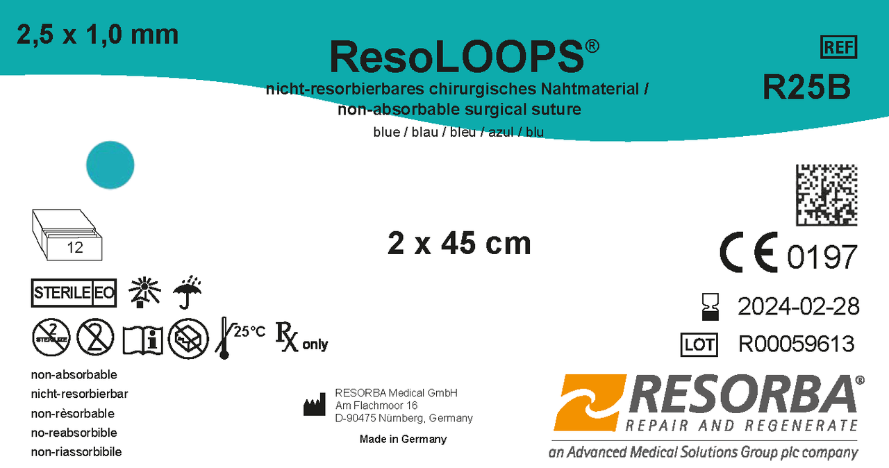 Резолупс силіконові стрічки (джгути), сині, ширина Ø 2,5 мм, довжина 2 x 0,45 м